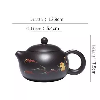 Знаменитый чайник ручной работы из фиолетовой глины, 250 мл, оригинальная руда, черная грязь, сяньтао, чайник Сиши, шаровое отверстие, выпуск воды, уплотнение внутренней стены 250ml чёрный