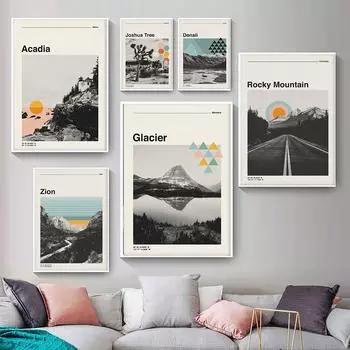 Знаменитый национальный парк ледника Акадия, настенная живопись на холсте, пейзажные постеры и принты, настенная картина для путешествий, гостиной, дома 21x30cm No Framed
