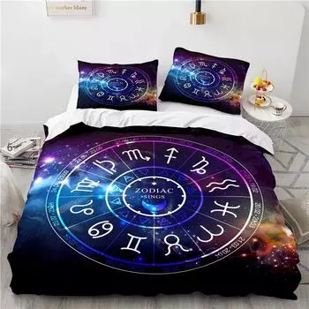 Zodiac Constellation Starry Sky Printed Duvet Cover Set Pillowcase 3d Bedding Set Europe/Australia/USA Twin Full Queen King Size 135x200cm