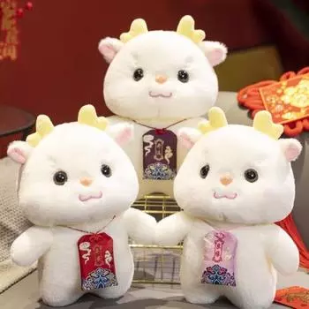 Зодиакальный дракон, китайский зодиакальный дракон, плюшевая игрушка, дракон-талисман, плюшевые игрушки, куклы, друзья, подарки на день рождения красный