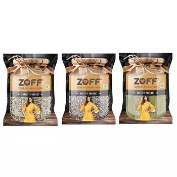 Zoff Essential Whole Spices | Упаковка из 3 шт. | Jeera Whole 150 г, Black Mustard 150 г и Tejpatta 75 г | Полезные специи | Вес нетто 375 г
