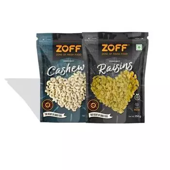 Zoff Premium Cashews & Raisins Combo Pack | 250 г каждая | Kaju & Kishmish | Всего 500 г