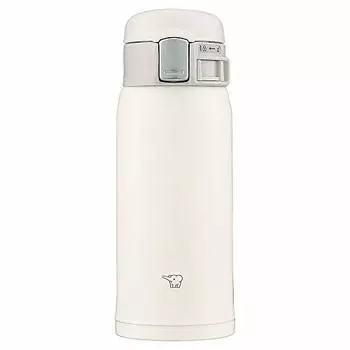 Zojirushi SM-SF36-WM Zojirushi Water Bottle, Direct Drinking, One-Touch Opening, Stainless Steel Mug, 12.2 fl oz (360 ml), Pale White