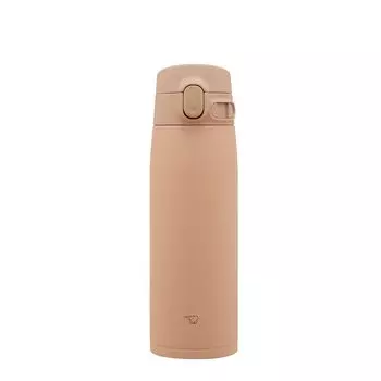 ZOJIRUSHI Water Large Stainless Steel Pale Integrated Lid and Easy to Only 3 Items to Wash Bottle, Seamless, Capacity, 600ml, One-Touch, Mug, Taupe,