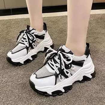 ZOKI, дышащие сетчатые кроссовки на платформе, женские летние разноцветные спортивные туфли на толстой подошве, женская нескользящая вулканизированная обувь на шнуровке 34