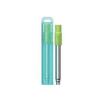 Zoku Reusable Pocket Straw, Telescopic Stainless Steel Drinking Straw with Silicone Mouthpiece, Adjustable to 9 Inches, Teal