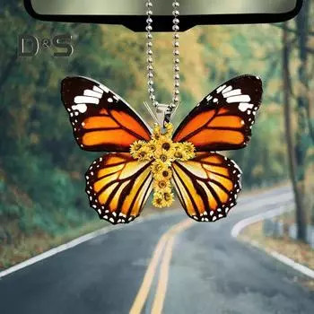 Золотая бабочка, акриловое подвесное украшение для автомобиля, идеально подходит для вечеринок, дней рождения, Рождества, украшения для дома, автомобиля