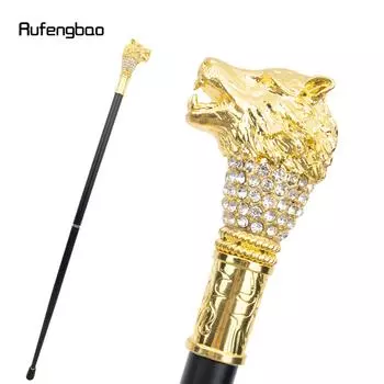 Золотая белая волчья голова модная трость декоративная трость косплей винтажная вечеринка модная трость посох 90 см