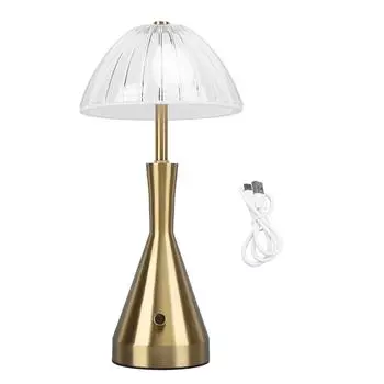 Золотая беспроводная настольная лампа, перезаряжаемая, 3-цветная, сенсорная, с регулировкой яркости, для спальни, хрустальная лампа для ресторана Dini