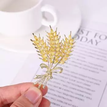 Золотая брошь «Колос пшеницы» Жакет Cheongsam Аксессуары Высококачественная женская одежда Изысканный корсаж из ячменя золотой