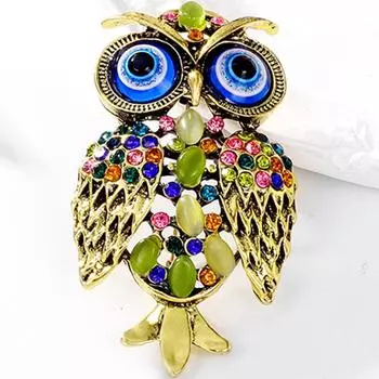 Золотая брошь-сова с кристаллами и стразами, броши, украшения для свадебной вечеринки, подарки