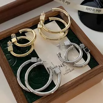 Золотая буква C, кольцо, гладкий дизайн, холодный ветер, мода, легкая роскошь, высокое чувство, преувеличенный гвоздик.