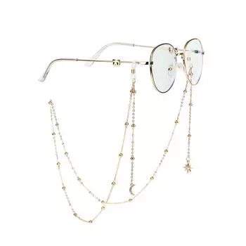 Золотая цепочка для очков 70 см, элегантная подвеска в виде бабочки с буквами Солнца и Луны, нескользящий шнур, висячие украшения на шею, подарок для женщин 1