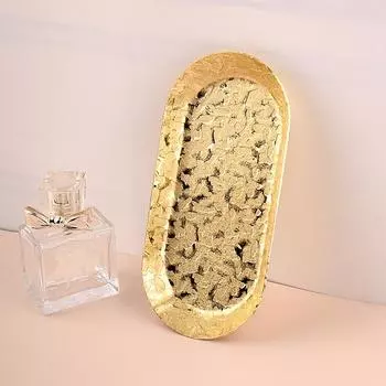 Золотая демонстрационная тарелка для ювелирных изделий из нержавеющей стали, овальный поднос, ожерелье, серьги, держатель палитры, кольцо для посуды, органайзер для домашнего декора