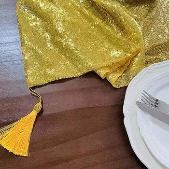 Золотая дорожка для стола с пайетками и кисточками для украшения свадьбы, детского праздника, рождественской вечеринки по случаю дня рождения, дня благодарения 30X120cm розового золота