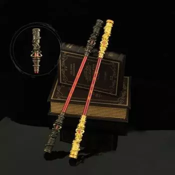 Золотая дубина Укун Великие мудрецы, равные Небесам, Руи Цзиньгу Банг, резной бар короля обезьян, украшение из металлического золотого обруча, модель палки, украшение 35cm
