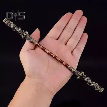 Золотая дубинка Укун с подставкой Великие мудрецы, равные Небесам, Руи Цзингу Банг, резная обезьяна, король, украшение для бара, металлический золотой обруч, модель палки, украшение F