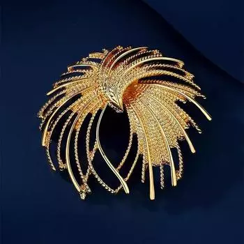 Золотая фейерверк средневековая брошь элитная женская изысканная атмосферная брошь нишевый дизайн чувство индивидуальности булавка костюм аксессуары