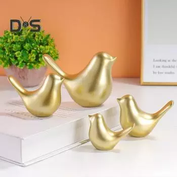 Золотая фигурка птицы в скандинавском стиле, очаровательное гладкое животное, статуя птицы, миниатюрная скульптура, украшение для рабочего стола, товары для вечеринок M