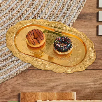 Золотая фруктовая тарелка соус приправа многофункциональная рельефная подставка для стейка салат декоративный туалетный столик