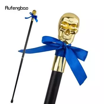 Золотая голова черепа с галстуком-бабочкой, трость для джентльмена, модная трость, ручка для джентльмена, трость 93 см золотой