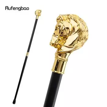 Золотая голова лошади, модная трость с изображением животного, декоративная трость для косплея, винтажная вечерние модная трость для ходьбы, 93 см жёлтый