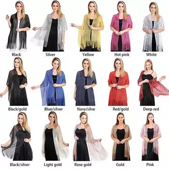 Золотая и женская мода, вечернее платье, шаль, плоский шарф, танцевальный серебристый шелк 50*200cm красный