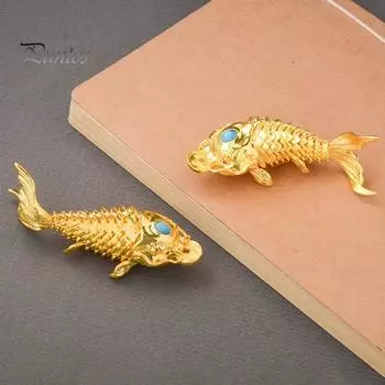 Золотая китайская фигурка рыбы-дракона, приносящая удачу, подвижные суставы, шарнирная игрушка-шарнир «Лун Карп», украшение для рабочего стола в стиле фэншуй для дома и офиса B
