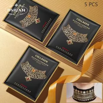 Золотая Коллагеновая Маска Для Шеи Освежающая Увлажняющая Лебединая Шея Fade Тонкие Линии Маска Для Шеи 5PCS