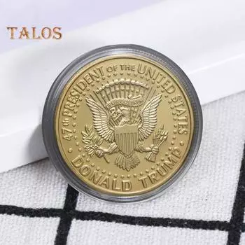 Золотая коллекционная монета президента Америки, резной значок 47-го президента США, круглый металлический медальон, украшение для домашнего офиса золотистый