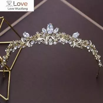 Золотая корона невесты, свадебный кристалл, инкрустированный циркониевым камнем, корона-эмблема