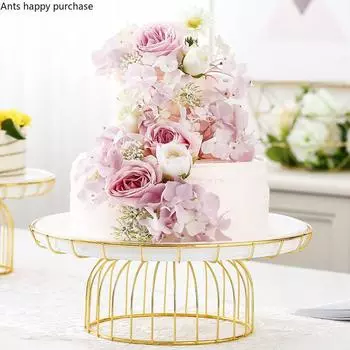 Золотая кованая тарелка для торта со стеклянной крышкой, поднос для украшения стола для торта и десерта, белая керамическая тарелка