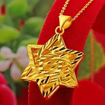 Золотая латунная подвеска со звездой. Женская изысканная подвеска. Полая подвеска с Джокером. Версия простого и продвинутого стиля. Милая. 40CM золотой