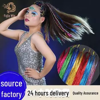 Золотая лазерная мишура для волос, устойчивая к высоким температурам 93cm чёрный