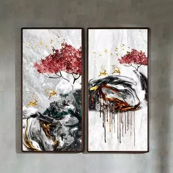 Золотая линия цветок и птица настенный художественный постер абстрактная художественная концепция пейзаж холст картина гостиная украшение дома 20cm40cm NoFrame