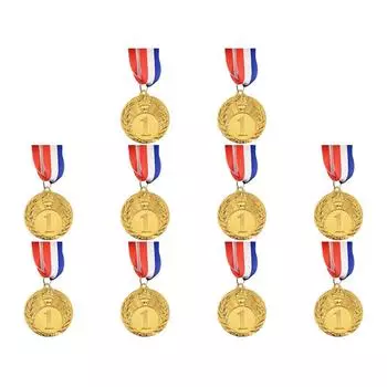 Золотая медаль 5 см с шейной лентой для победителей марафонских игр с мячом