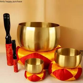 Золотая медная чаша Тибетская поющая чаша Буддийские звуковые чаши Медитация Музыкальный инструмент Медитация Йога Буддизм Тибетские чаши