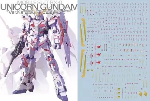 Золотая наклейка HG RG MG PG RE HiRM Robot MS с водонепроницаемым покрытием MG Unicorn Gundam!! (для 1/100 RX-0 Ver.Ka) [Элемент]