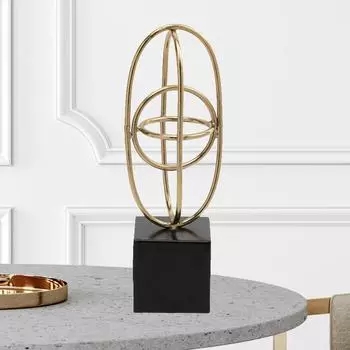 Золотая Небесная Гармония Металл 24СМ Антикварная Ручная Скульптура Настольные Артефакты Выставочные Экспонаты Предметы для Домашнего Декора Гостиная