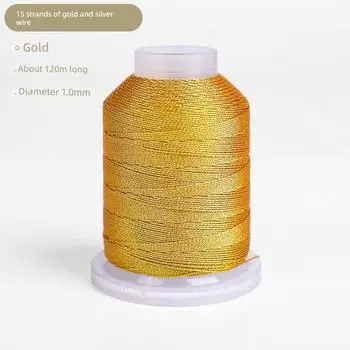 Золотая нить плетеная веревка 3 пряди DIY ручной работы плетеная веревка 6 9 прядей Нет. 72 Нефритовая нить Металлизированная пряжа Браслет Цепочка на запястье Шнурок Gold 15 shares [70g] rolled 130 meters