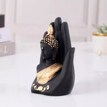 Золотая пальмовая статуя Будды из полирезины ручной работы для домашнего офиса и подарков, пальмовая статуя Будды для гостиной золотистый/чёрный