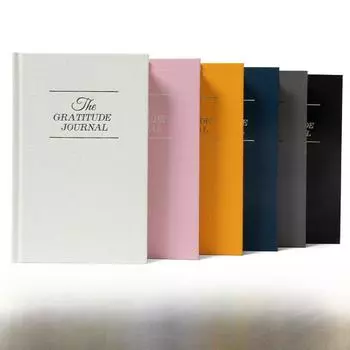 Золотая печать на льняном холсте. Журнал благодарности — английская версия, компактный 5-минутный дневник серый
