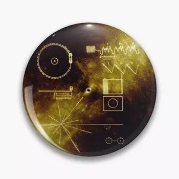 Золотая пластинка Вояджер , мягкая булавка на пуговицах, брошь, значок, креативный воротник, одежда, ювелирные изделия с героями мультфильмов, милый значок на лацкане, металлический декор