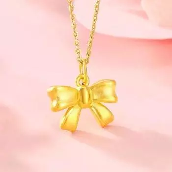 Золотая подвеска-бантик ожерелье женское ожерелье золотой