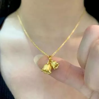 Золотая подвеска в виде колокольчика с орхидеей для женщин, ожерелье Bingdi Lotus для женщин 40CM золотой