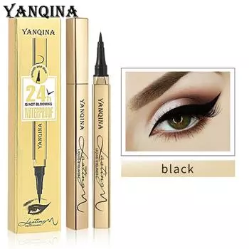 Золотая подводка для глаз YANQINA удерживает макияж без размазывания глаз, подводка для глаз против пота, ручка-раствор, сухая, водонепроницаемая, водонепроницаемая 1g