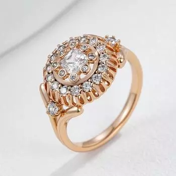 Золотая полая текстура Белый циркон Большие кольца Винтажные женские кольца Роскошные свадебные украшения Женские блестящие украшения 7