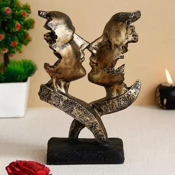 Золотая полирезиновая античная отделка Женщина и мужчина целуются, декоративная парная работа ручной работы - элегантный домашний декор золотой