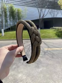 Золотая проволочная косичка Идентификационная повязка на голову для женщин Простая широкополая повязка на голову Высококлассная повязка с узлом Аксессуар для волос