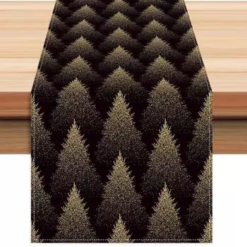 Золотая Рождественская Елка Настольный Флаг - Зимнее Праздничное Украшение для Дома и Гостиной style 1, 33*183cm белый